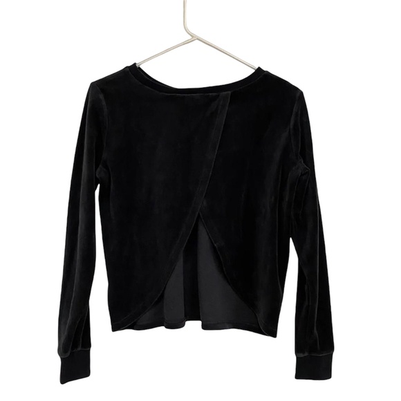 Victoria's Secret Open Back Long Sleeves Black Velour Sweatshirt Women's Size XS - Picture 7 of 9